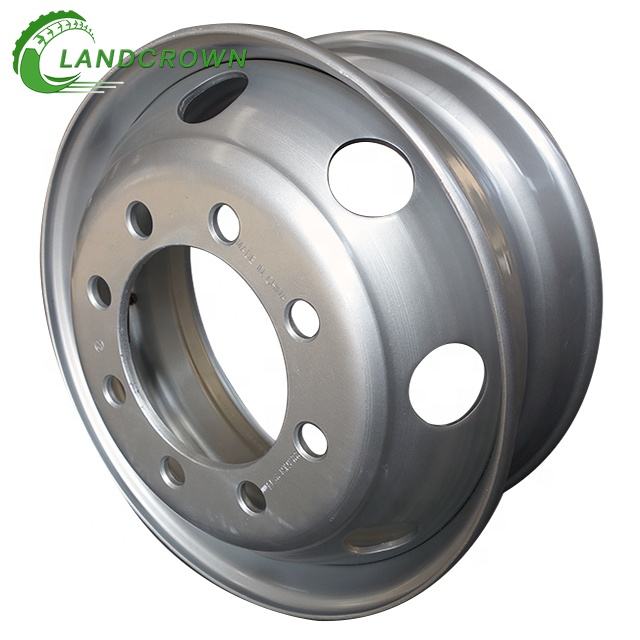 China Factory Direct High Quality 24.5X8.25 Tubeless Steel Wheel Rim Hot Sale 11R24.5 Tire Rim Truck Silver 22.5x9.00 New