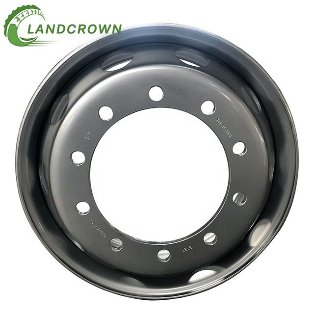 China Manufacture Tubeless Steel Wheel Rim Ring for Semi-Truck Bus 22.5x18.00 22.5x18 18.00x22.5 22.5 Inch DOT Grade New Silver